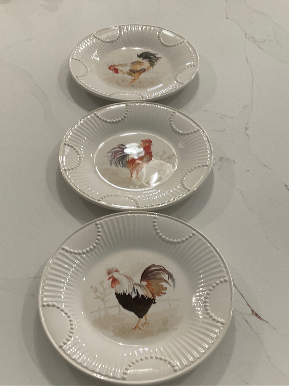 Lenox Butler’s Pantry White Plates with Multicolor Rooster Motif